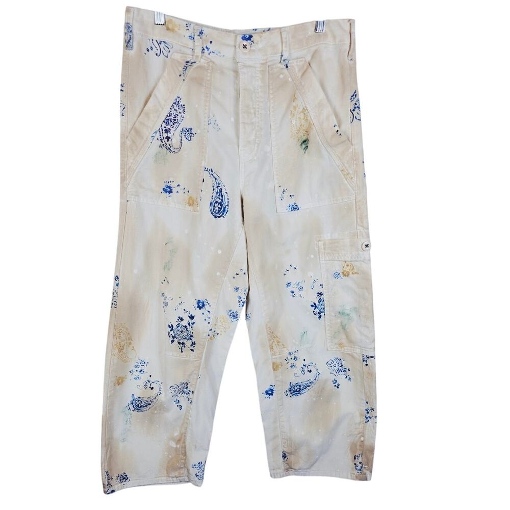 PILCRO By Anthropologie High Rise Painter Button Fly Paisley Womens Pants 31